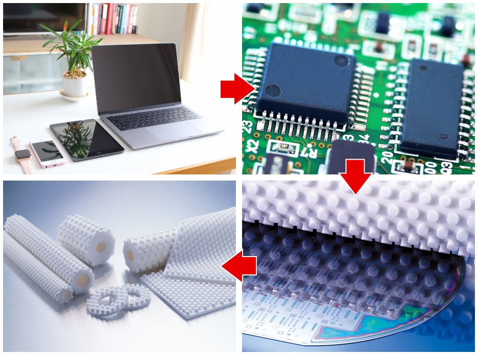 スマートフォン、パソコンとブラシローラー