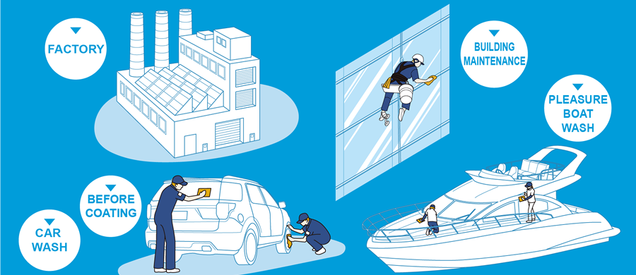 FACTORY CAR WASH BEFORE COATING BUILDING MAINTENANCE PLEASURE BOAT WASH